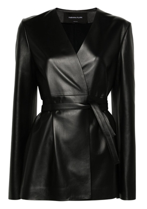 Fabiana Filippi wrap-design leather jacket - Black
