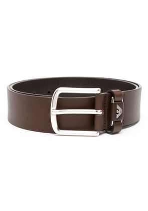 Emporio Armani logo-plaque leather belt - Brown