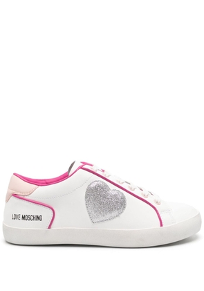 Love Moschino heart-patch leather sneakers - White