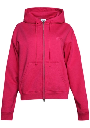 VETEMENTS logo-embroidered zip-up hoodie - Pink