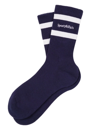 Sporty & Rich Serif Logo cotton socks - Blue
