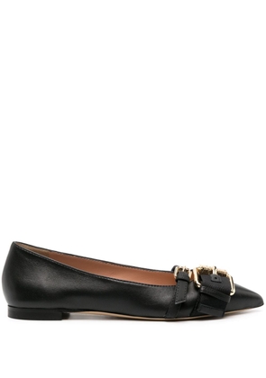 Moschino buckled-straps leather ballerina shoes - Black