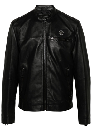 Versace Jeans Couture logo-patch leather jacket - Black