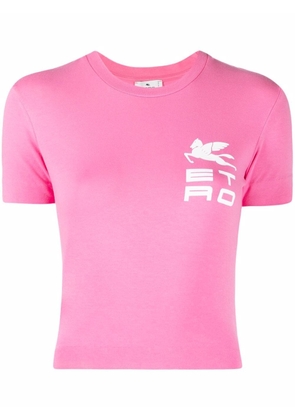 ETRO cropped logo-print short-sleeve T-shirt - Pink