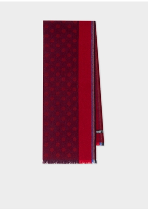 Ps Paul Smith Red Polka Dot Wool-Blend Scarf