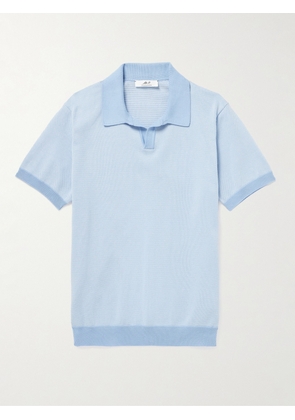 Mr P. - Honeycomb-Knit Cotton Polo Shirt - Men - Blue - XS