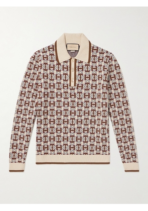 Gucci - Jacquard-Knit Cotton, Wool and Silk-Blend Sweater - Men - Neutrals - S