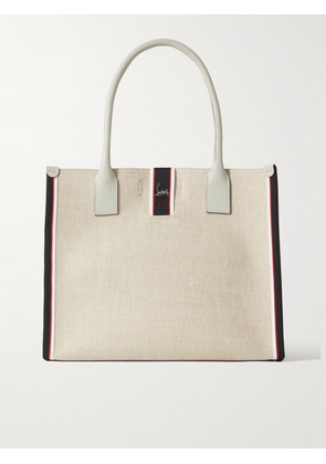 Christian Louboutin - Nastroloubi Leather and Webbing-Trimmed Canvas Tote - Men - Neutrals