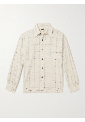 Kartik Research - Embroidered Checked Cotton Shirt - Men - White - S