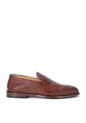 Brunello Cucinelli Leather Woven Loafers