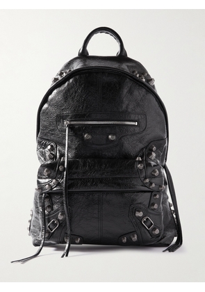 Balenciaga - Le Cagole Studded Crinkled-Leather Backpack - Men - Black