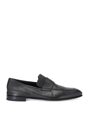 Zegna Leather-Cashmere L'Asola Loafers