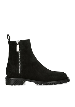 Off-White Suede Military Ankle Boots