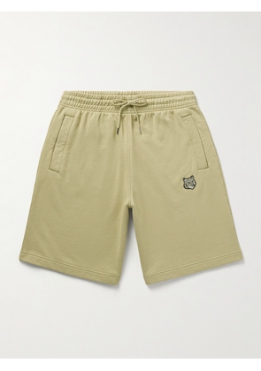 Maison Kitsuné - Straight-Leg Logo-Appliquéd Cotton-Jersey Drawstring Shorts - Men - Green - XS