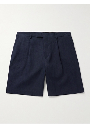 Lardini - Wide-Leg Pleated Linen Bermuda Shorts - Men - Blue - IT 46