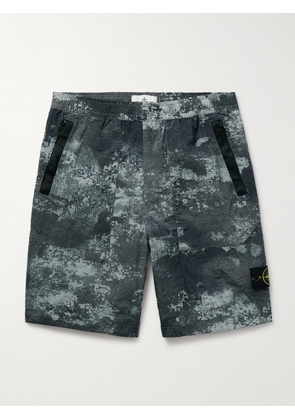 Stone Island - Straight-Leg Satin-Trimmed Camouflage-Print Shell Shorts - Men - Gray - UK/US 28
