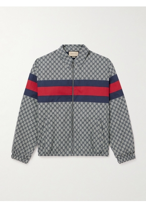 Gucci - Shell-Trimmed Logo-Print Cotton-Poplin Blouson Jacket - Men - Blue - IT 48