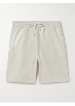 Gucci - Straight-Leg Logo-Flocked Cotton-Jersey Drawstring Shorts - Men - Neutrals - S