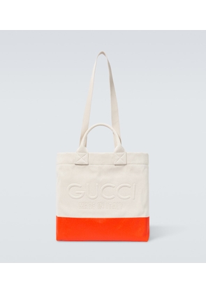 Gucci Logo embossed canvas tote bag