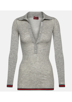 Gucci Ribbed-knit cashmere and silk top