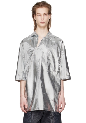 T/SEHNE Silver Asymmetric Slash Shirt
