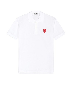 COMME des GARCONS PLAY Polo T-Shirt in White - White. Size S (also in M, XL/1X).