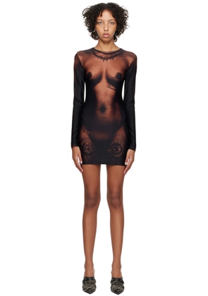 Jean Paul Gaultier Black & Brown 'The Short Ebony Body Tattoo' Minidress
