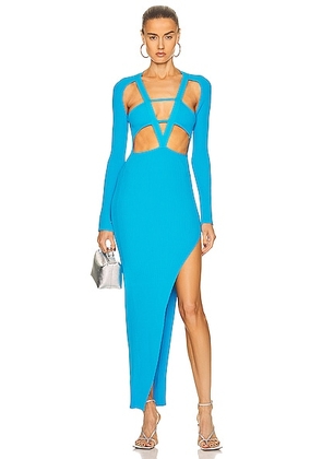 David Koma for FWRD Deep V Maxi Dress in Blue - Blue. Size L (also in ).