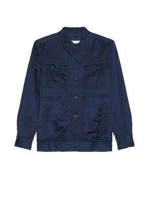 TS(S) Garment Dye Viscose*linen*cotton Satin Cloth C.p.o. Shirt Jacket in NAVY - Blue. Size 3 (also in ).