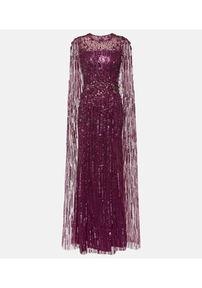 Jenny Packham Ruby caped sequined gown