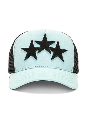 Amiri 3 Star Trucker Hat in Aqua - Baby Blue. Size all.