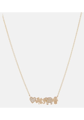 Sydney Evan Icon Bar 14kt gold necklace with diamonds