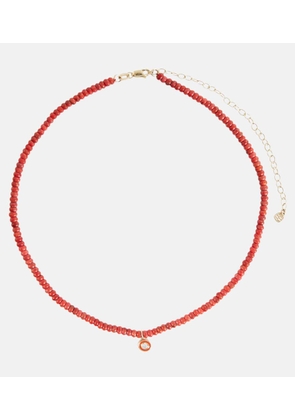 Sydney Evan Bamboo coral and 14kt gold charm necklace