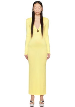 AREA Yellow Star Stud Maxi Dress