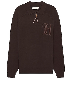 Honor The Gift Zip Henley Sweater in Brown - Brown. Size L (also in M).