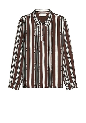 Honor The Gift Stripe Henley in Brown - Brown. Size L (also in M, XL/1X).