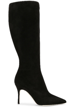Manolo Blahnik Oculara 90 Suede Boot in Black - Black. Size 37.5 (also in 38.5, 39, 39.5, 40, 41).