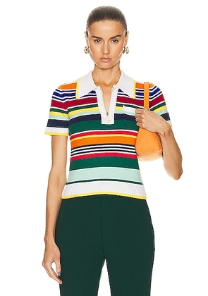 Casablanca Short Sleeve Polo Shirt in Multi - Orange,Green. Size M (also in S).