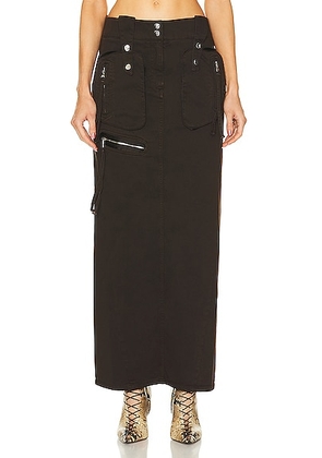 Blumarine Cargo Denim Skirt in Chocolate Brown - Tan. Size 36 (also in 38, 40).