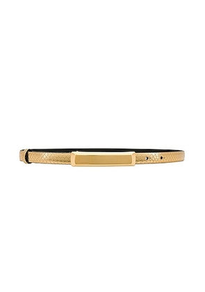 TOM FORD Stamped Python Bar 15mm Belt in Dark Gold - Metallic Gold. Size 60 (also in 65, 70, 75, 85).