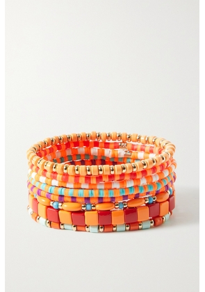 Roxanne Assoulin - Colour Therapy Set Of Eight Enamel And Gold-tone Bracelets - Orange - One size