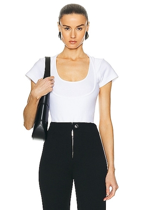 ALAÏA T-shirt Bodysuit in Blanc - White. Size 34 (also in 36, 38, 40).