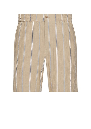 SIMKHAI Sebastian Yarn Dye Stripe Shorts in Khaki - Brown. Size L (also in M).