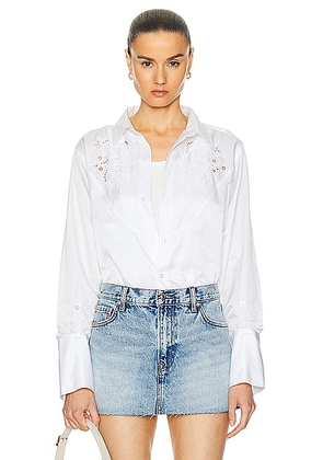 Citizens of Humanity Dree Embroidered Shirt in Optic White - White. Size L (also in M, S, XL, XS).