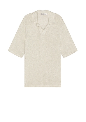 SIEDRES Colin Short Sleeve Polo in Stone - Grey. Size L (also in M, S, XL/1X).