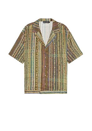 SIEDRES Cosmo Resort Collar Short Sleeve Shirt in Brown - Brown. Size L (also in M, S).