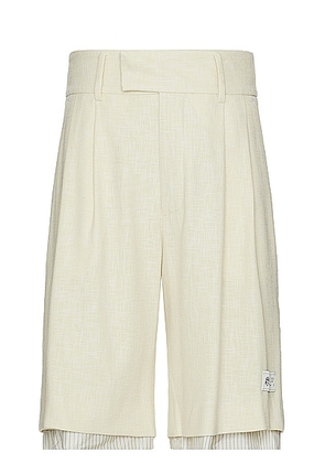 Amiri Cross Hatch Layered Skater Short in French Vanilla - Yellow. Size 46 (also in 52).
