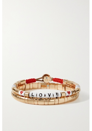 Roxanne Assoulin - Love Set Of Two Gold-tone, Enamel And Cotton Bracelets - One size