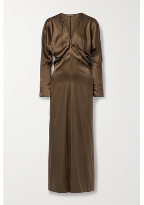 Loro Piana - Draped Silk-satin Maxi Dress - Brown - IT36,IT38,IT40,IT42,IT44