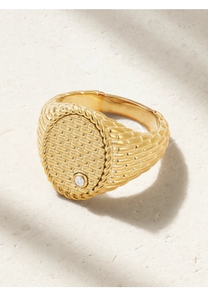Yvonne Léon - Chevaliere Ovale Cannage 9-karat Gold Diamond Ring - 3,4,5,6